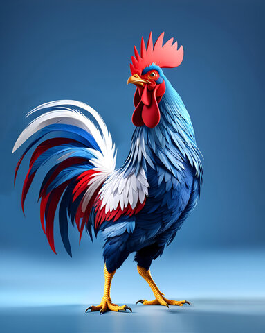 coq français bleu blanc rouge